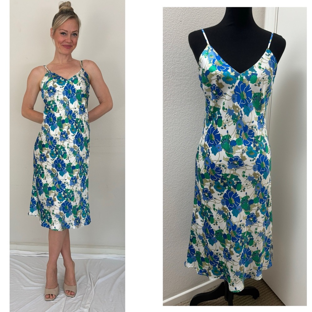 Gold Hawk 100% silk slip dress, knee length midi slip dress, y2k fairy
